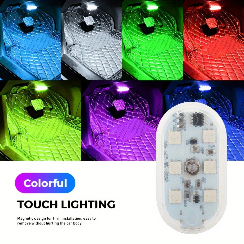 LED Touch Light Mini Wireless Car Interior Lighting Auto Roof Ceiling Reading Lamp for Trunk Storage Box USB Charging
