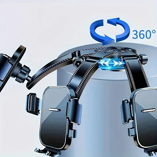 Adjustable Car Phone Mount with ABS Frame & Strong Suction Base - 360° Swivel Dashboard Cradle, Anti-Shake/Slip Design